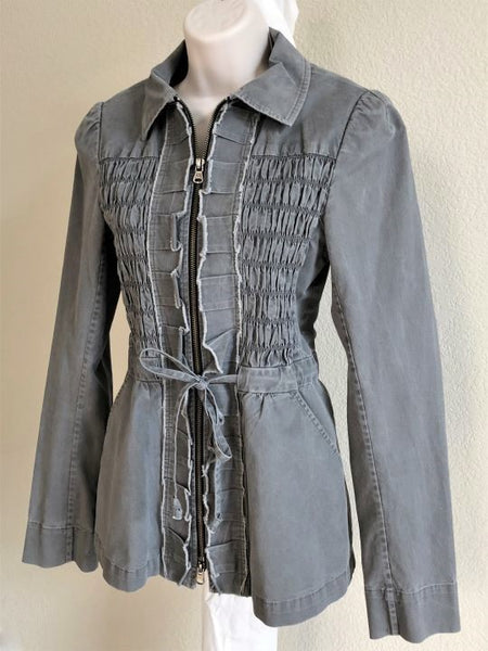 Nanette Lepore Size 6 Gray Denim Jacket