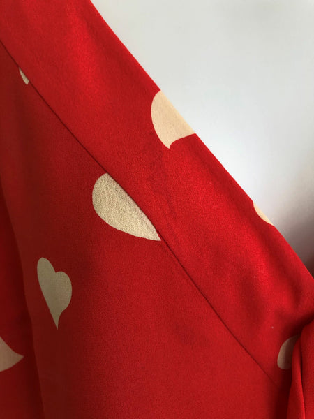 Tory Burch Size 4 Silk Red Hearts Top - CLEARANCE