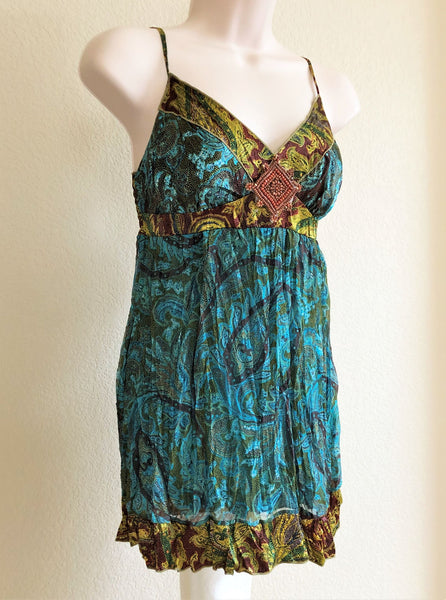 Hale Bob Size Small Teal Paisley Silk Tank - CLEARANCE