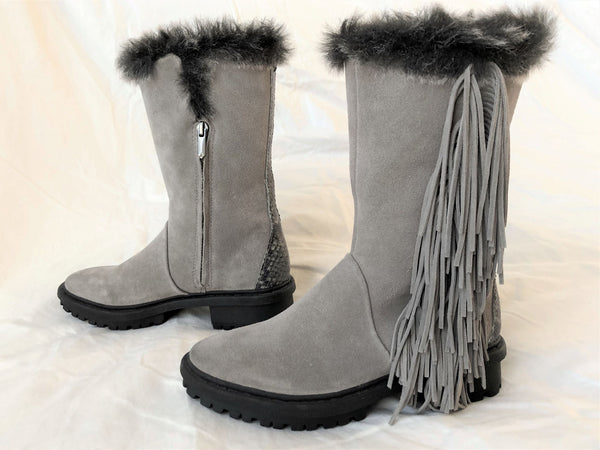 Sam Edelman Size 6 Tilden - NEW - Gray Suede Fringed Boots