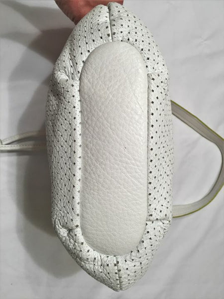 Francesco Biasia White Perforated Hobo Bag