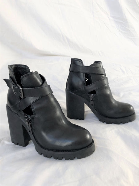 ASH Size 6.5 Pure Black Chunky Boots