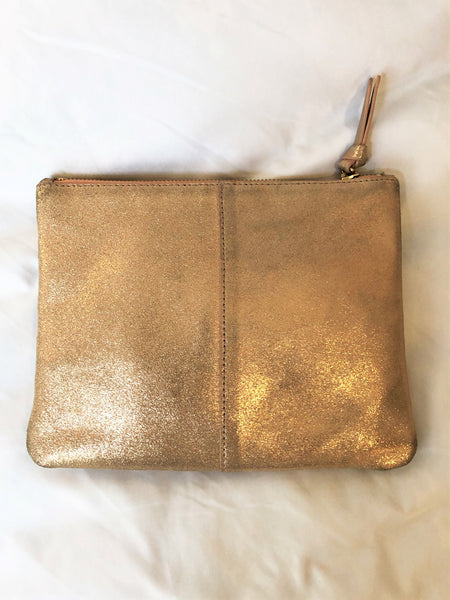 Anthropologie Rose Gold Leather Pouch