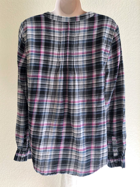 Joie LARGE Gray Plaid Cotton Shirt