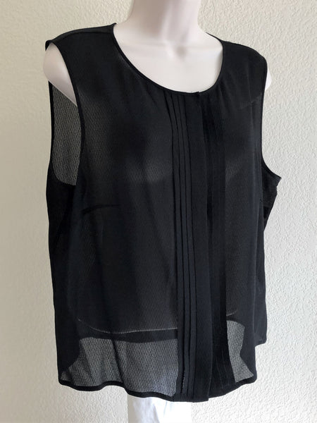 ESCADA LARGE Black Sheer Silk Tank Top