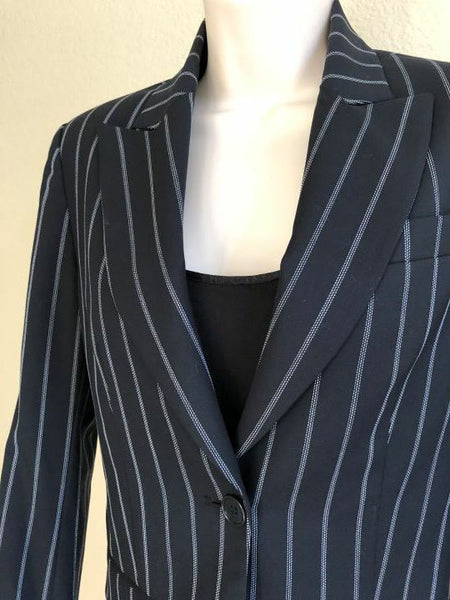 Theory Size 4 Navy Pinstriped Blazer