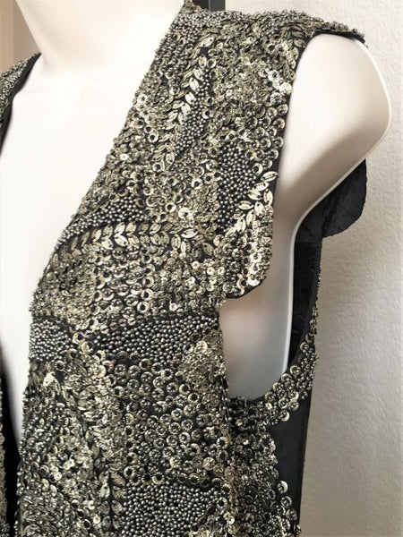 Maison Scotch Size Large Gold Beaded Black Vest