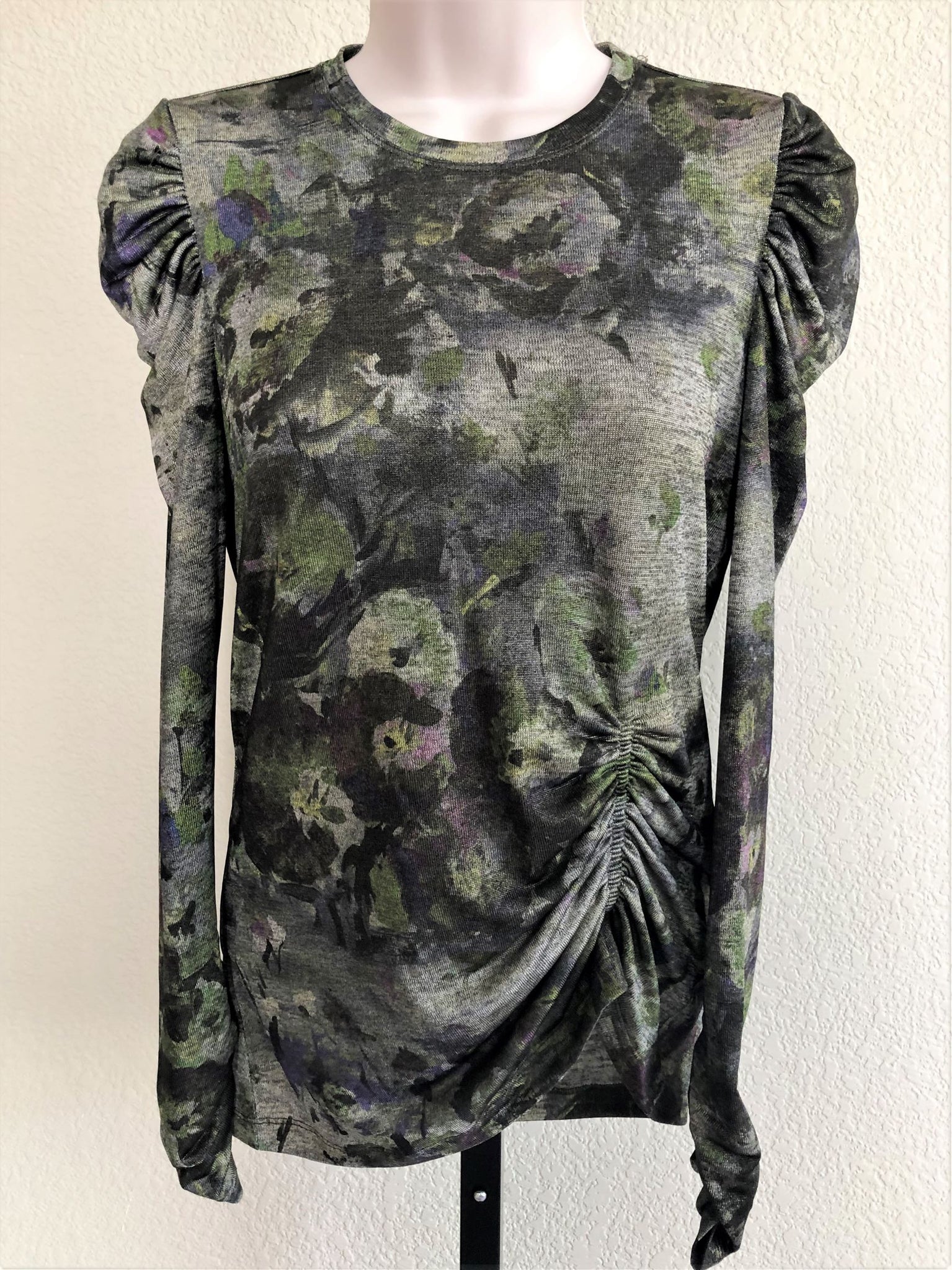 WORTH NEW Size 2 Green Floral Ruched Top