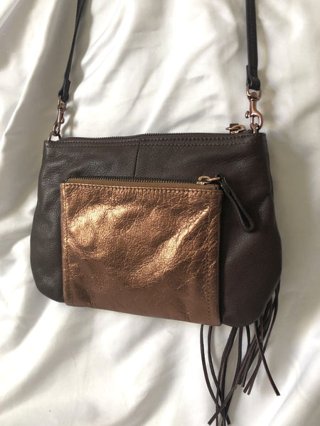 B Makowsky Brown Leather Cross Body