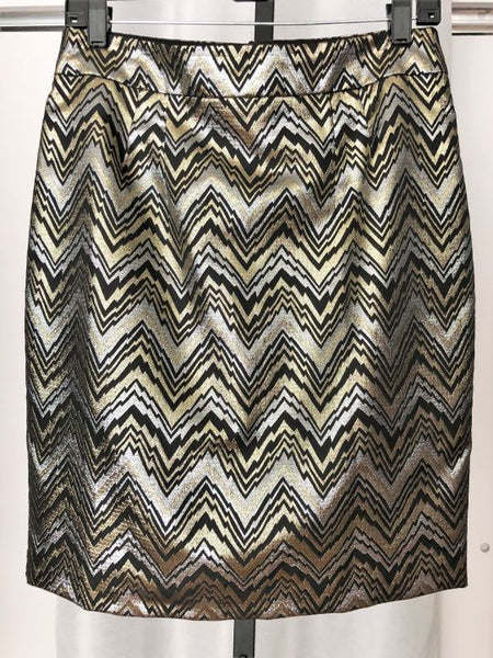 Trina Turk Size 8 Metallic Zig Zag Pencil Skirt - CLEARANCE