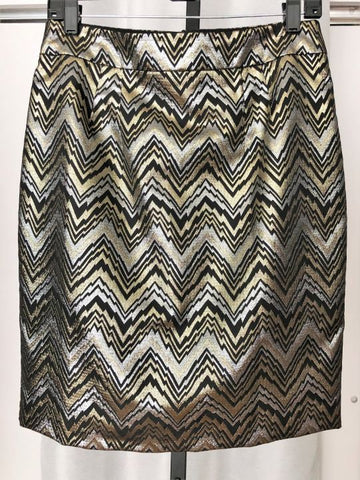 Trina Turk Size 8 Metallic Zig Zag Pencil Skirt
