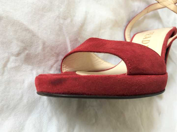 PRADA Authentic Size 6 Red Suede Sandals