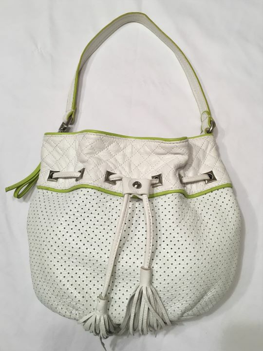 Francesco Biasia White Perforated Hobo Bag