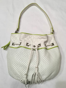 Francesco Biasia White Perforated Hobo Bag
