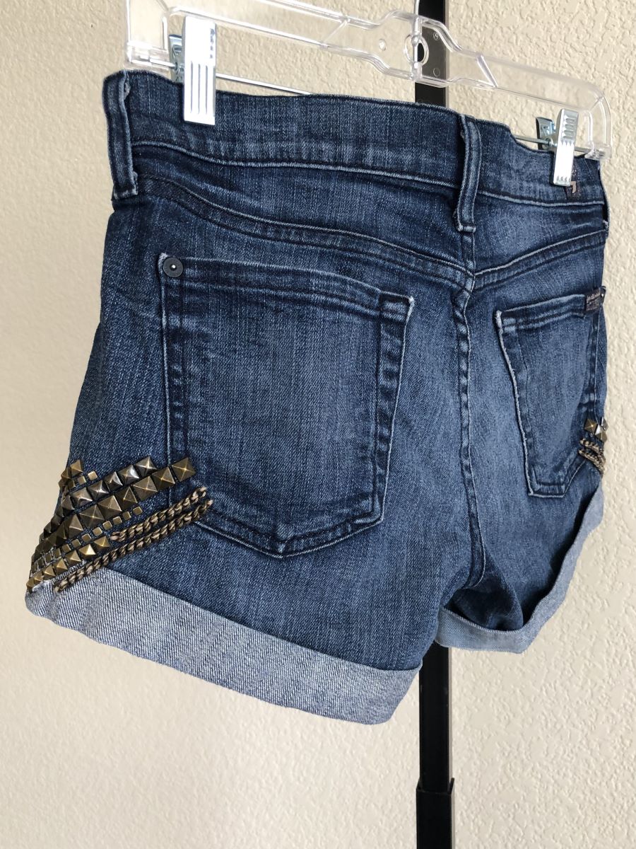 7 for All Mankind Size 0 Studded Jeans Shorts - CLEARANCE