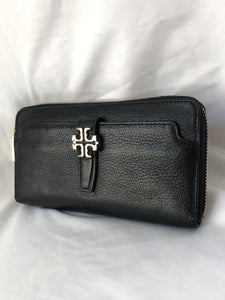 Tory Burch Black Leather Zip Around Wallet
