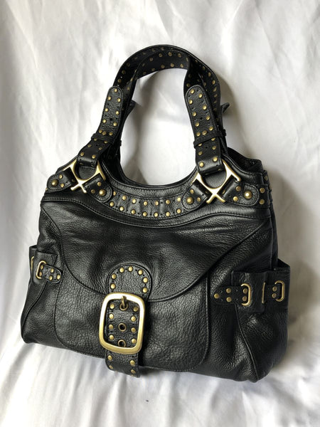 kooba Black Leather Gold Studded Bag