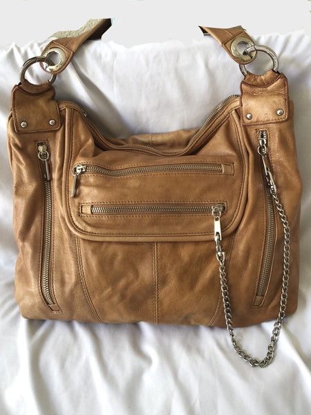 Junior Drake Tan Leather Messenger Bag