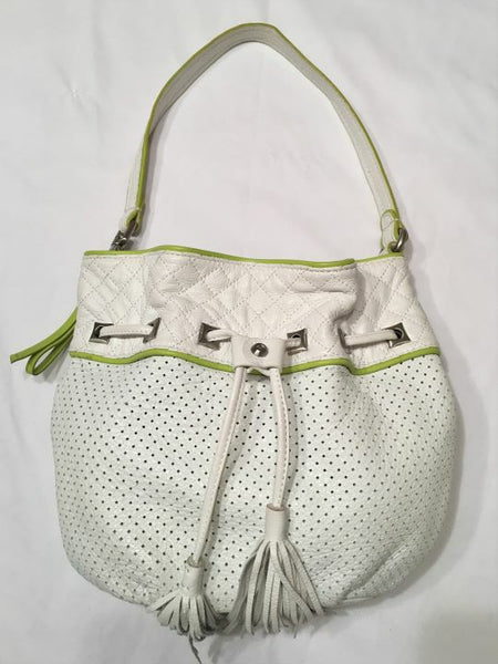 Francesco Biasia White Perforated Hobo Bag