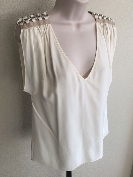 Parker SMALL Ivory Silk Top Chain Shoulders