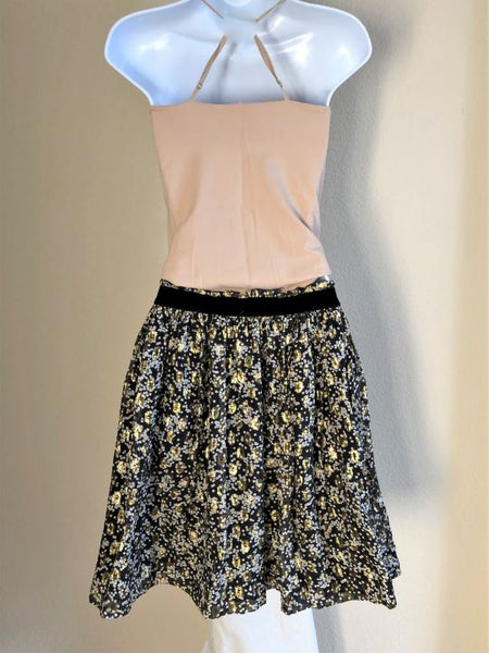 Scotch & Soda MEDIUM Black and Gold Silk Skirt