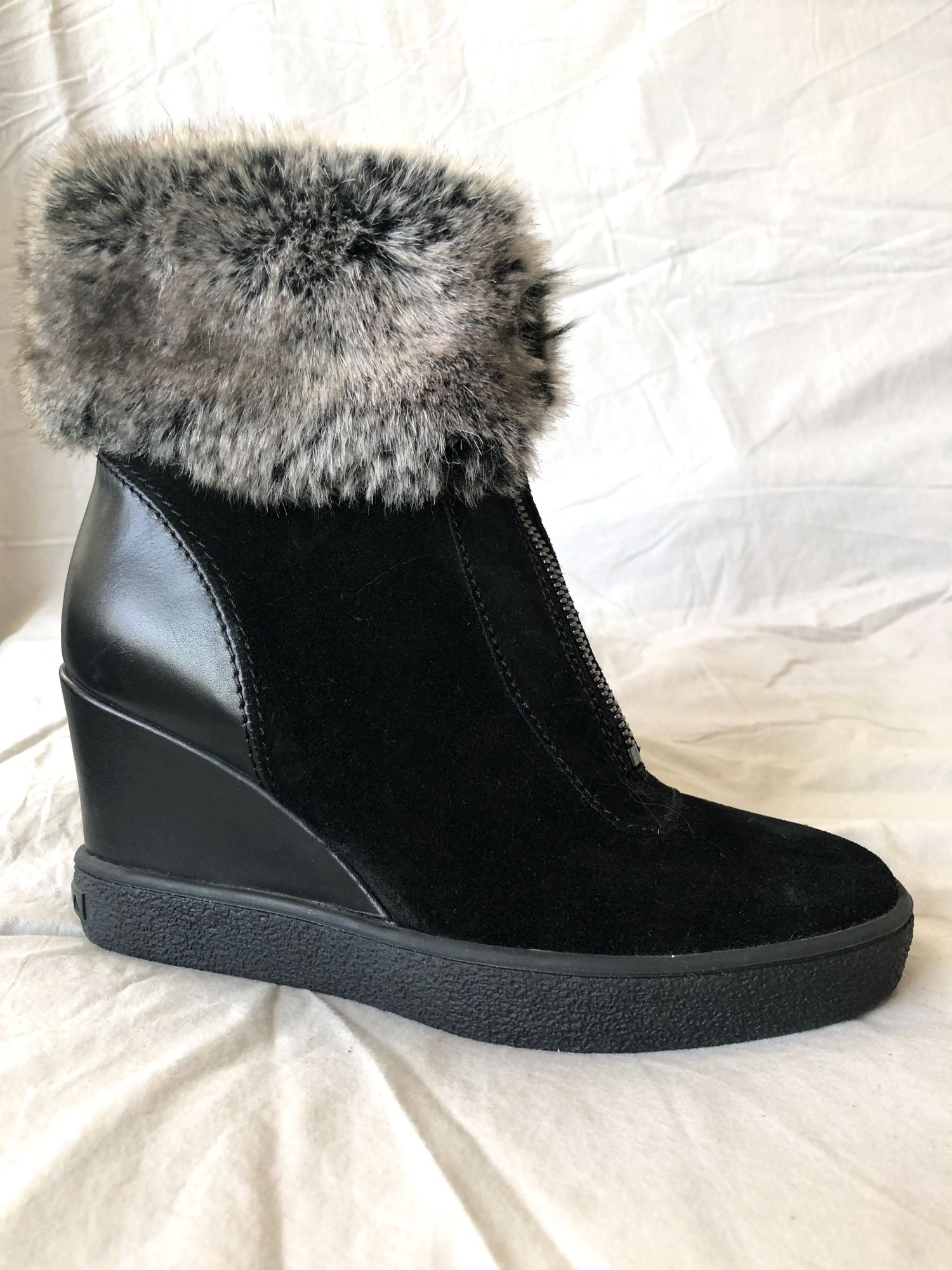 Aquatalia Size 5.5 - 6 NEW Fur Topped Wedge Boots