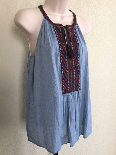 Joie SMALL Chambray Embroidered Top