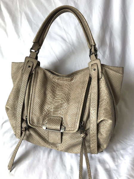 kooba Jonnie Gray Leather Snakeskin Bag