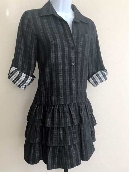 Theory Size 0 Gray Cacey Ruffle Dress