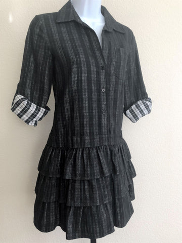 Theory Size 0 Gray Cacey Ruffle Dress