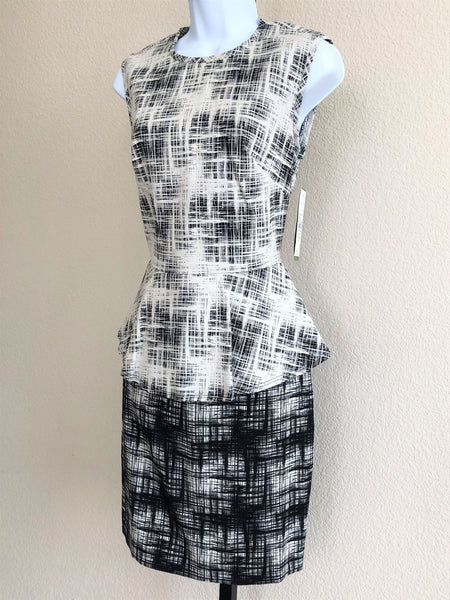 Nicole Miller Size 4 - NEW - Black and White Peplum Dress