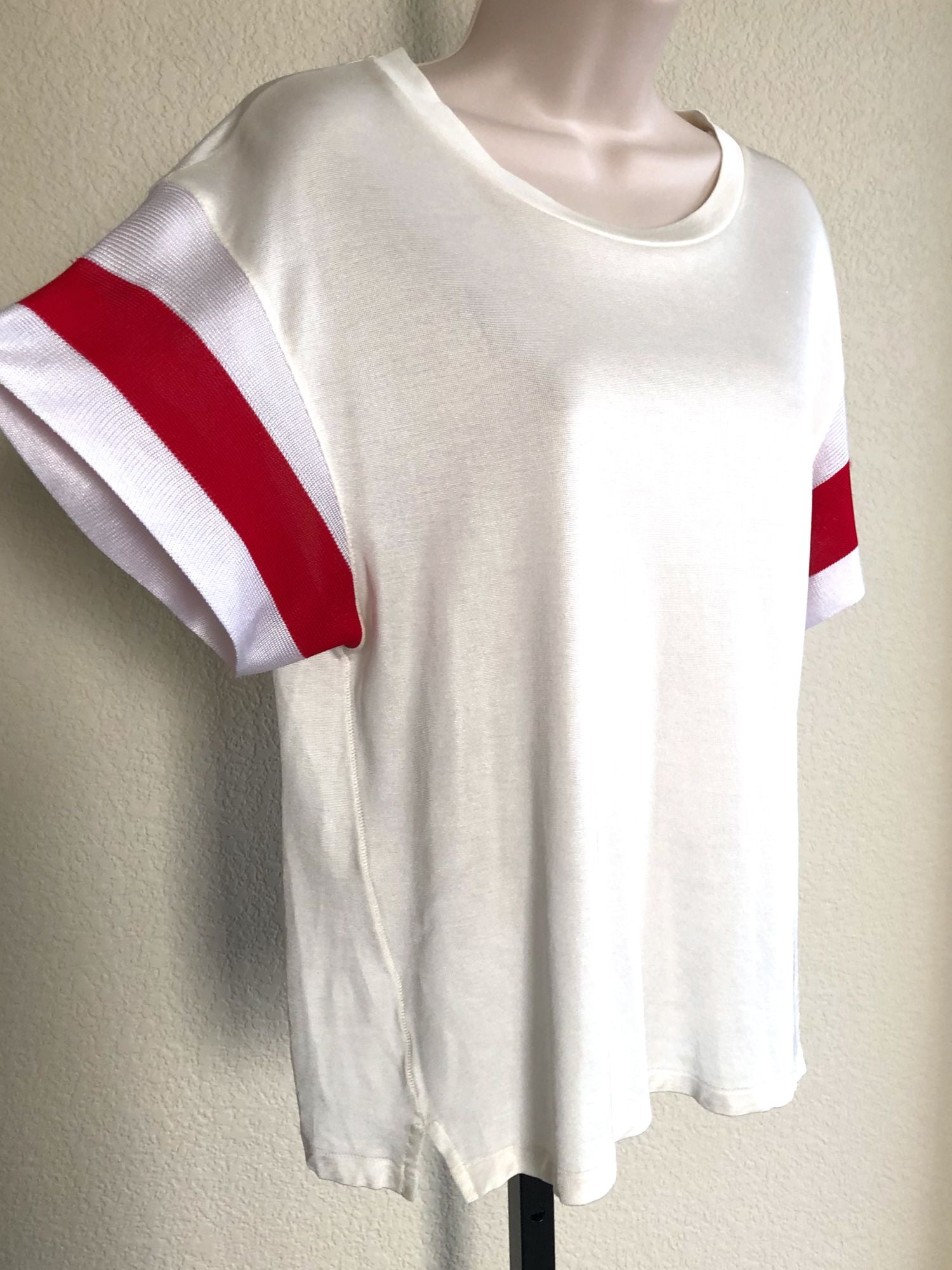 Rag & Bone SMALL Penny White Tee Red Stripe