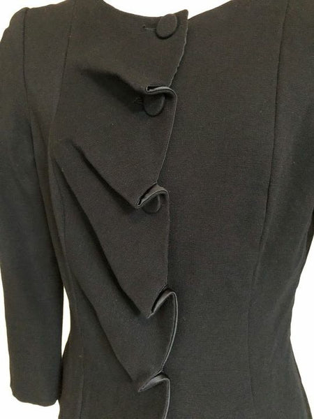 Armani Collezioni Size 10 Black Ruffle Blazer