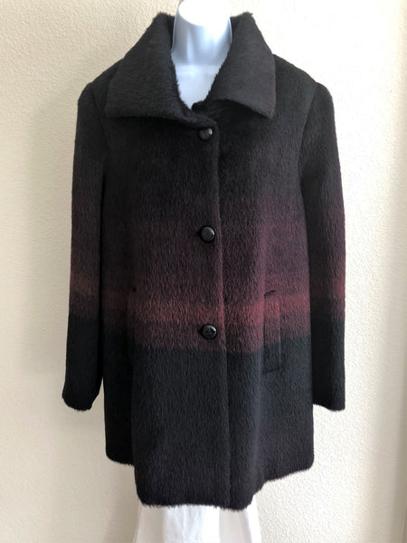 Katherine Kelly Size 12 Luxury Black and Red Ombre Alpaca Coat