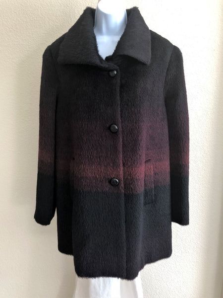 Katherine Kelly Size 12 Luxury Black and Red Ombre Alpaca Coat - CLEARANCE