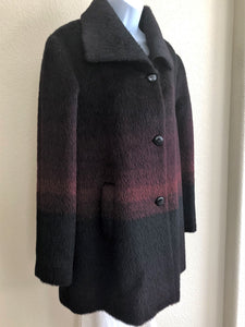 Katherine Kelly Size 12 Luxury Black and Red Ombre Alpaca Coat