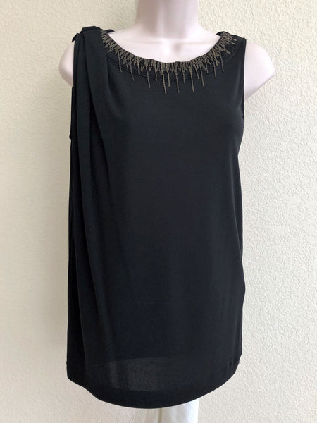 Piazza Sempione Size Small Black Chain Neck Top