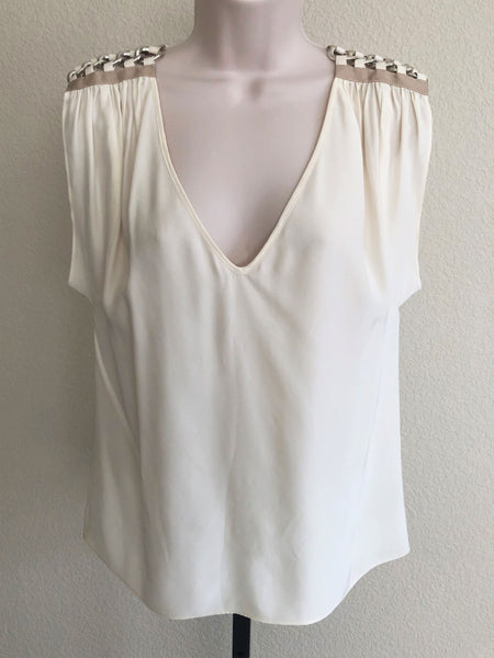 Parker SMALL Ivory Silk Top Chain Shoulders