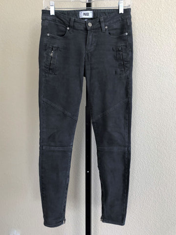 Paige Size 2 Gray Moto Jeans - CLEARANCE
