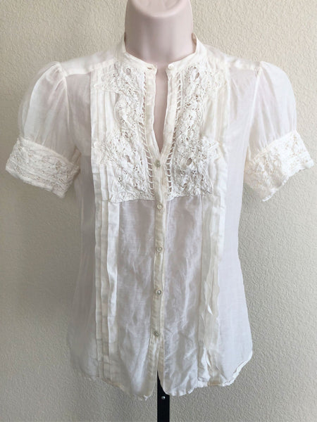 Joie Size XS Cream Lace Detail Top