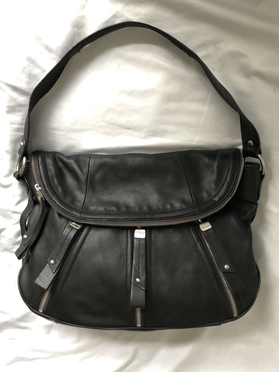 B Makowsky Black Leather Shoulder Bag