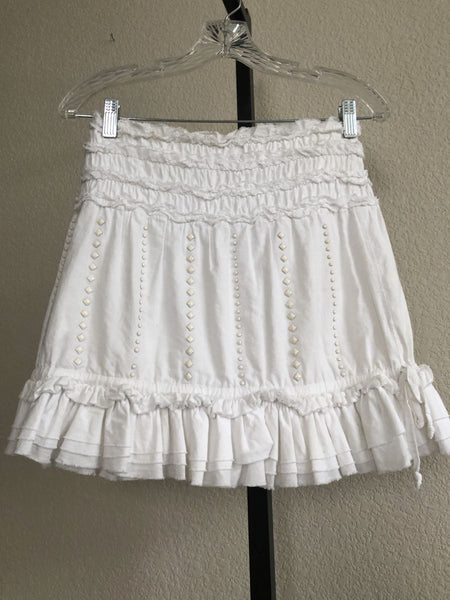 Paola Frani Size 6 White Ruffle Skirt