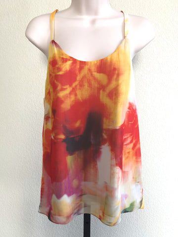 Alice + Olivia SMALL Loma Orange Watercolor Tank Top