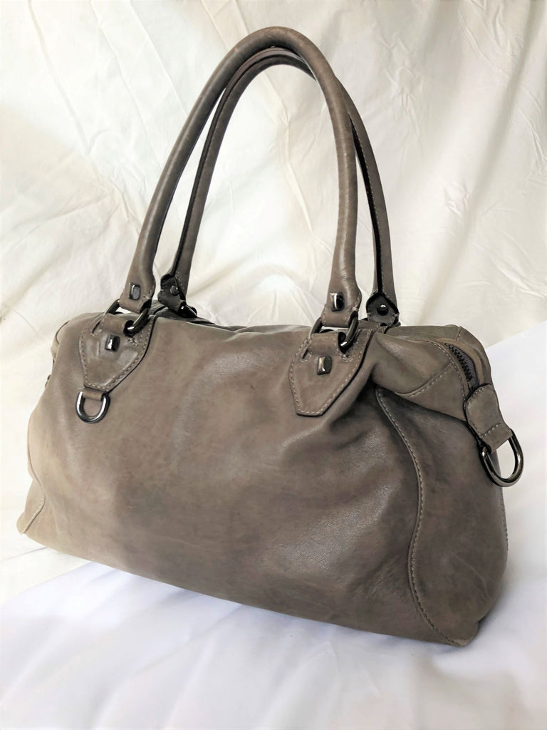 DISSONA Italy Dark Brown Leather Top Handle CROSSBODY Bag