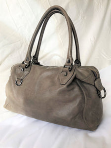 Dissona Italian Designer Gray Leather Bag