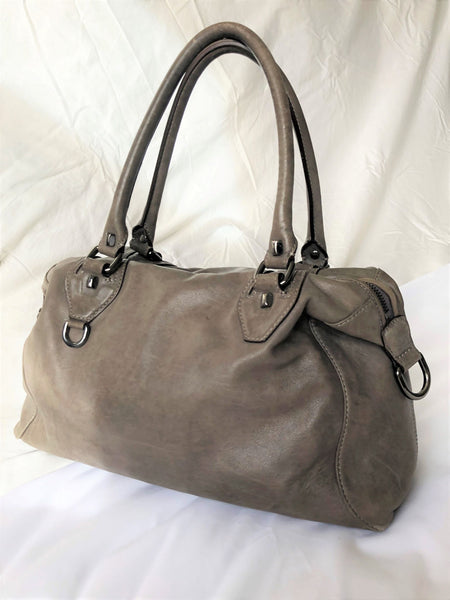 Dissona Italian Designer Gray Leather Bag