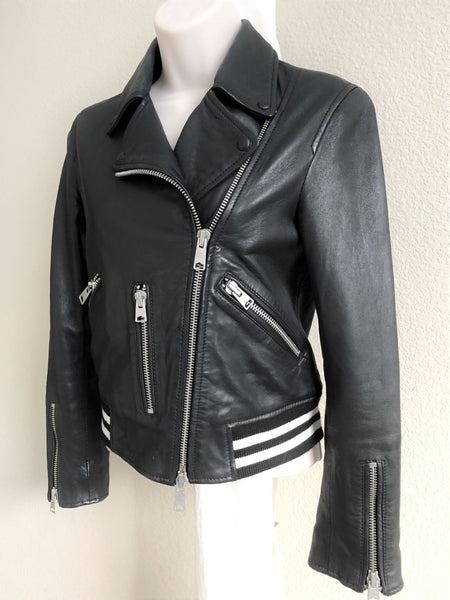 AllSaints Size 0 Balfern Black Leather Jacket