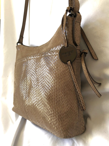 Margot Mary Scoop Tan Snakeskin Cross Body