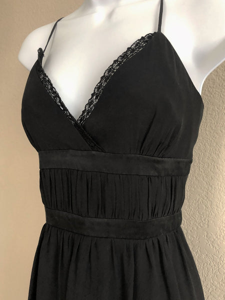 BCBG Size 10 Vintage Black Silk Ruffle Hem Dress - CLEARANCE