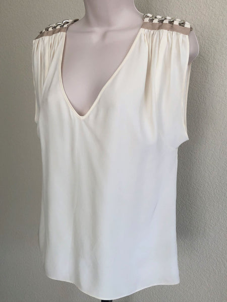 Parker SMALL Ivory Silk Top Chain Shoulders